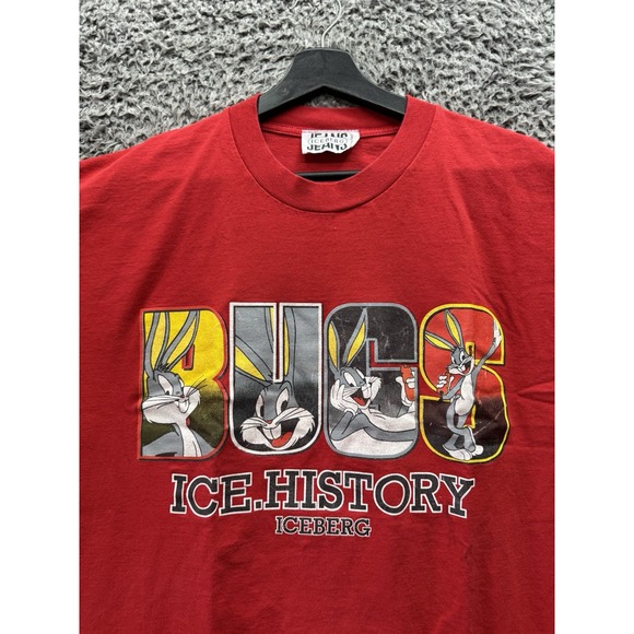 Vintage Bugs Bunny Ice History Double‎ Sided Red TShirt L-XL Mens - Picture 3 of 9